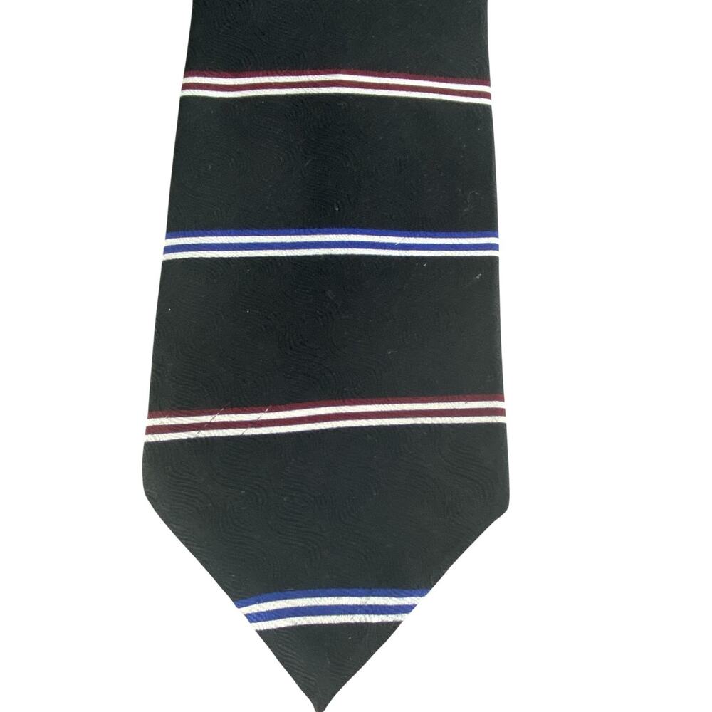 Evan-Picone Men Tie Black Striped Silk Classic Professional Academia 58"x4"